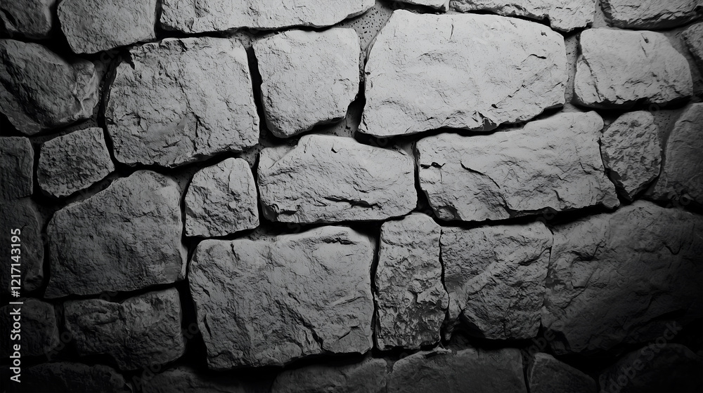 Stone wall texture, rough grey stones, monochrome, rustic background