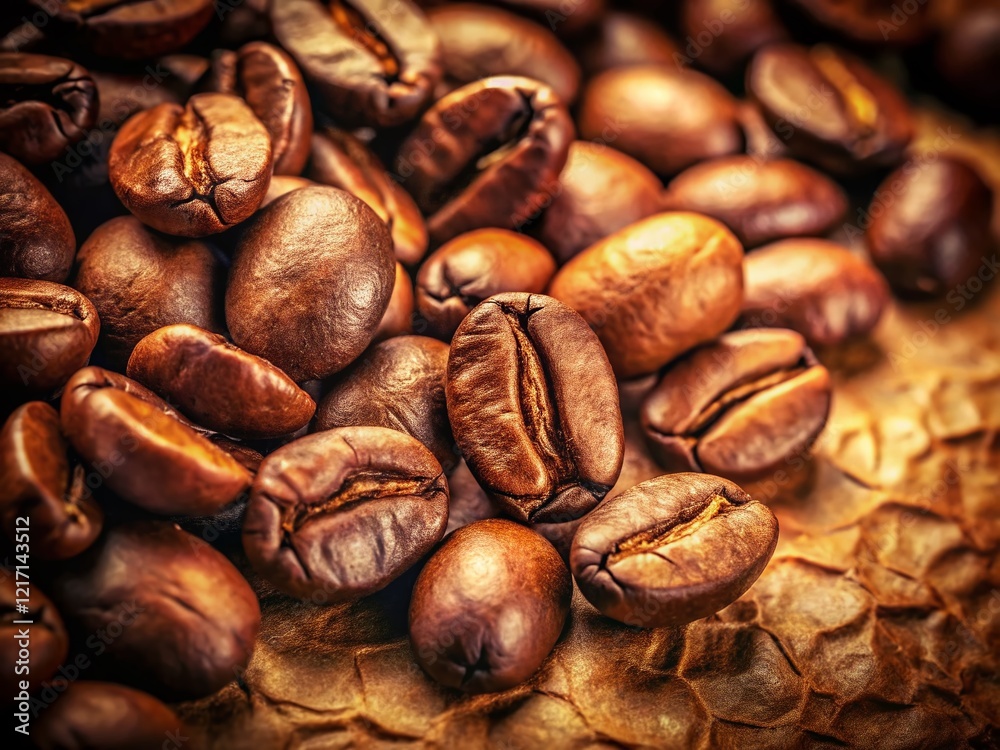 Naklejka premium Vintage Photo: Aromatic Arabica Coffee Beans - Rich Brew