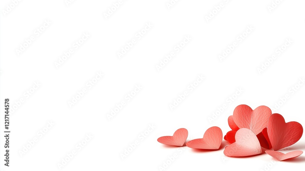 A collection of pink and red heart shapes scattered on a white background, symbolizing love and affection. A collection of pink and red heart shapes scattered on a white background, symbolizing love and affection.