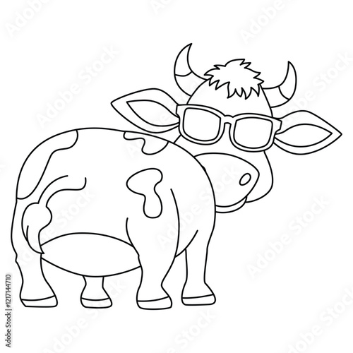 Funny cow cartoon characters vector illustration.