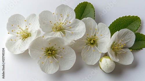 Delicate White Blossoms in Close Up View