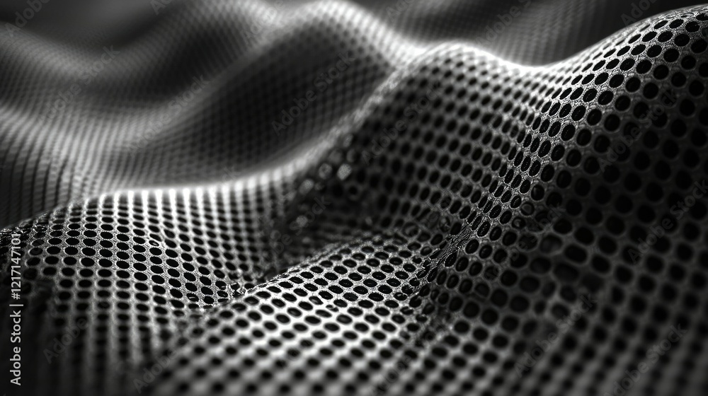 Obraz premium Abstract Black Perforated Fabric Texture Waves