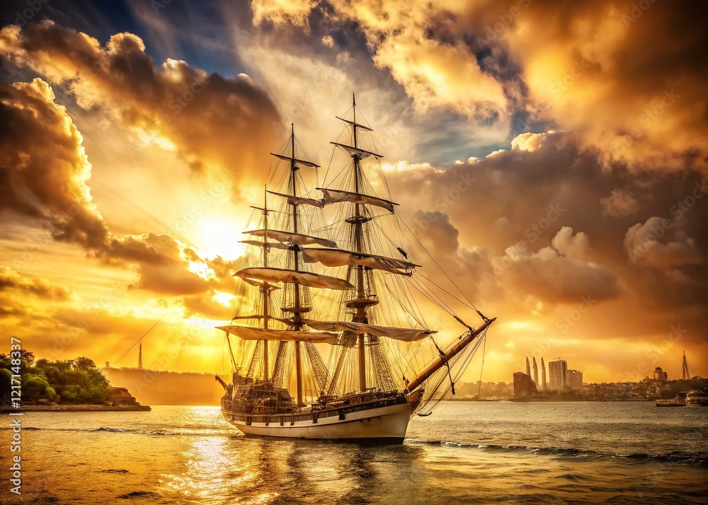 Obraz premium Vintage Sydney Harbour Tall Ship - 4K Stock Photo