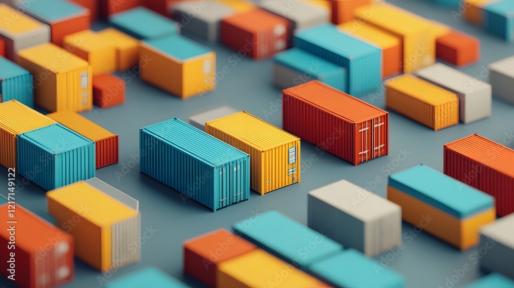 Obraz premium Interconnected Cargo Pathways in Minimal Warehouse Design,3D