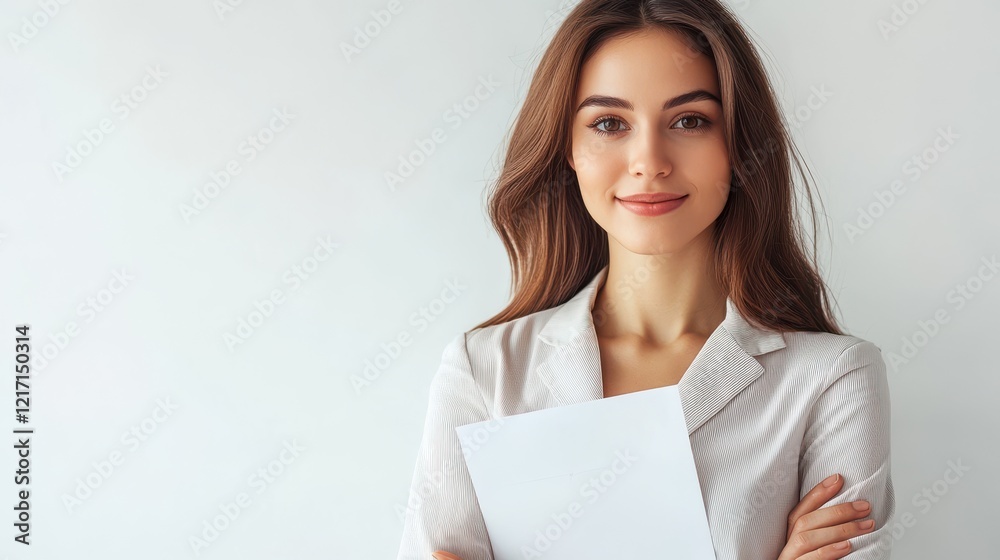 Confident Businesswoman Holding a Document Confident Businesswoman Holding a Document