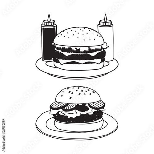 hamburger food art design 