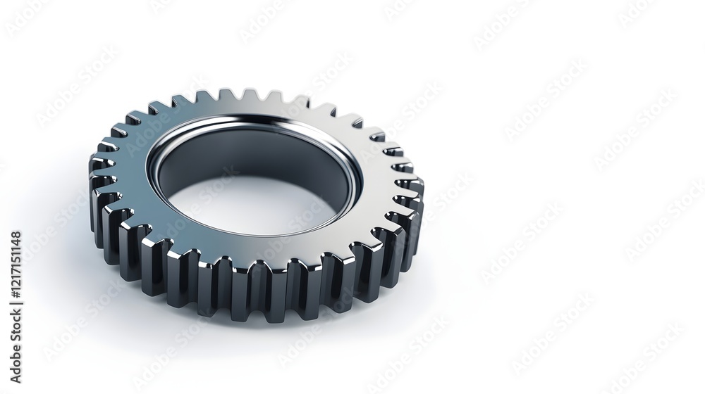 Detailed 3D Gear Industrial Design Icon in Silver and Black Colors Detailed 3D Gear Industrial Design Icon in Silver and Black Colors