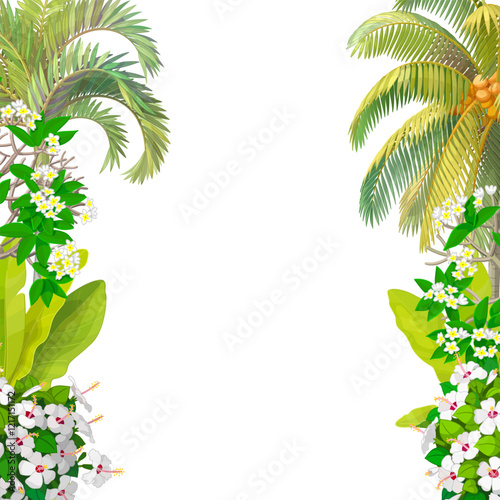 vector nature border background. Cartoon summer clip art isolated on transparent background. Hand drown design elements.