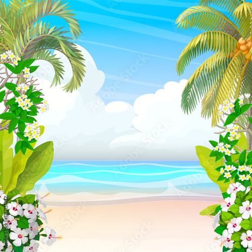 vector nature landscape background. Cartoon summer clip art. Hand drown design.
