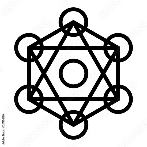 Metatron cube Sacred geometry icon black color vector illustration image flat style