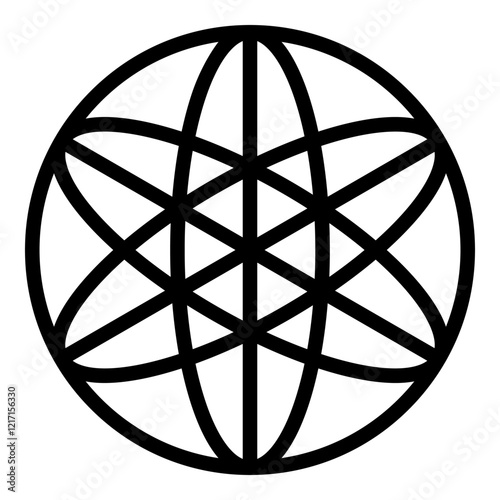 Equilibrium sacred geometry symbol icon black color vector illustration image flat style