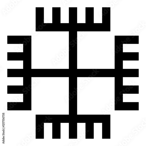 Hands of God Motherhood Native Slavic Faith symbol paganism icon black color vector illustration image flat style