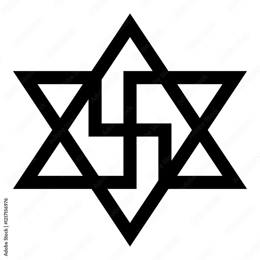 Raelism symbol David star of the galaxy Raeliteli icon black color vector illustration image flat style