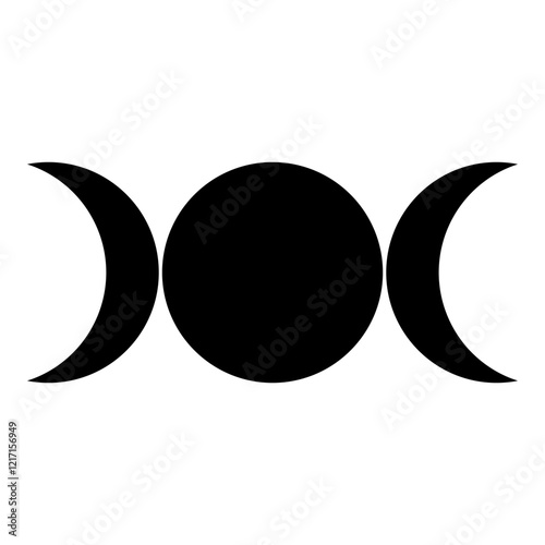 Simbol triple goddess religious sign moon phases wiccan icon black color vector illustration image flat style
