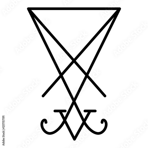 Lucifer's sign seal Satan Lucifer symbol icon black color vector illustration image flat style