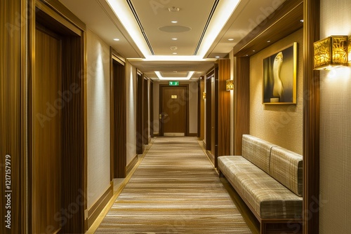 Corridor in modern design apartment with closet and seat. Interior design.