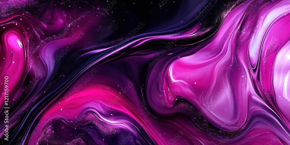 Fototapeta premium Vibrant purple and pink abstract fluid art painting with swirling patterns