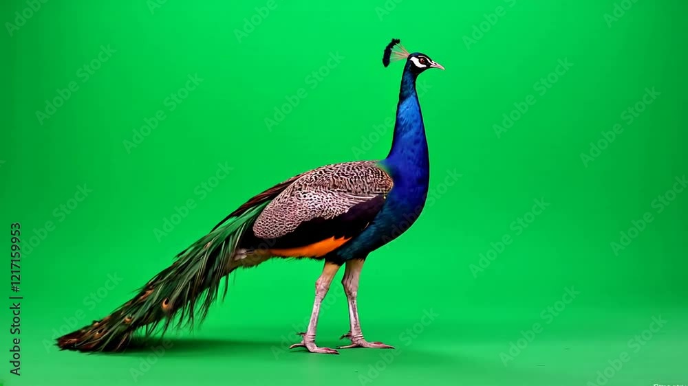 Peacock walking green screen studio backdrop
