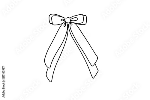 Decorative fashion hair bow in sketch doodle style. Vector illustration