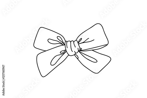 Decorative girl ribbon hair bow in sketch doodle style. Vector illustration