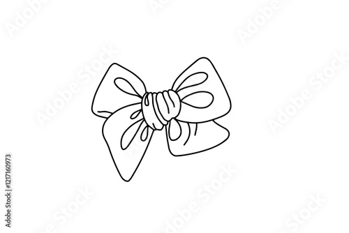 Decorative tie bow for hair in sketch doodle style. Vector illustration
