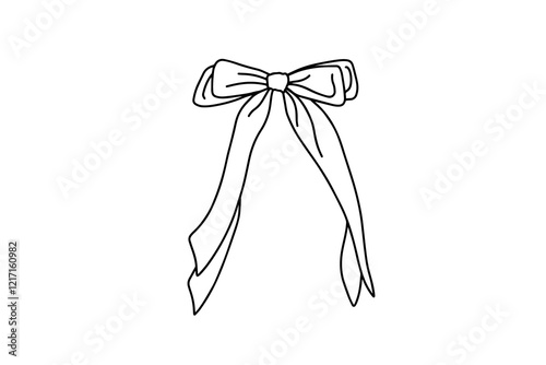Decorative fashion hair bow in sketch doodle style. Vector illustration