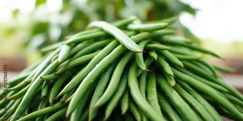 A Bountiful Harvest of Fresh, Vibrant Green Beans, Ready for the Kitchen A Bountiful Harvest of Fresh, Vibrant Green Beans, Ready for the Kitchen