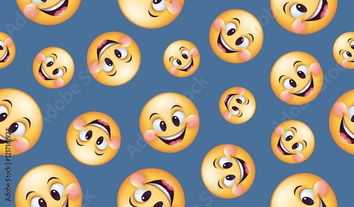 Happy face cartoon character seamless pattern background