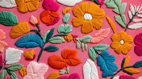 Wallpaper Mural Vibrant Hand-Embroidered Peruvian Textile Showcasing Intricate Floral and Bird Motifs Torontodigital.ca