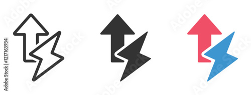 Simple energy increase vector icon design set. Energy increase icon