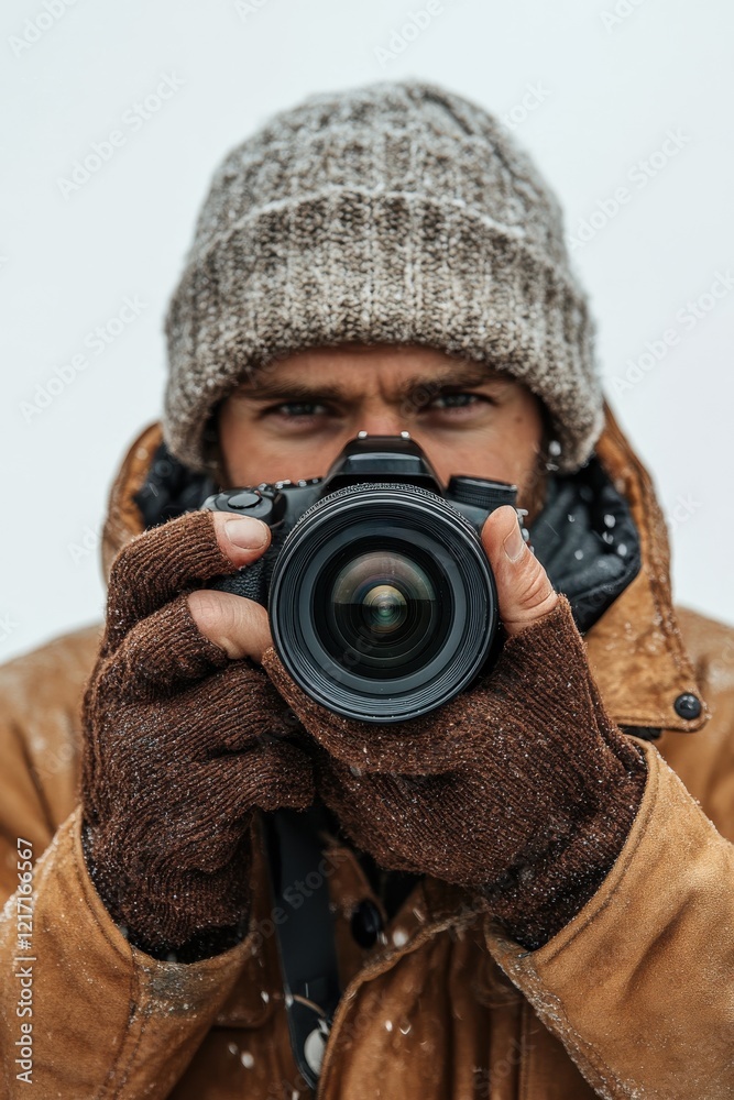 Obraz premium Winter Photographer in Action