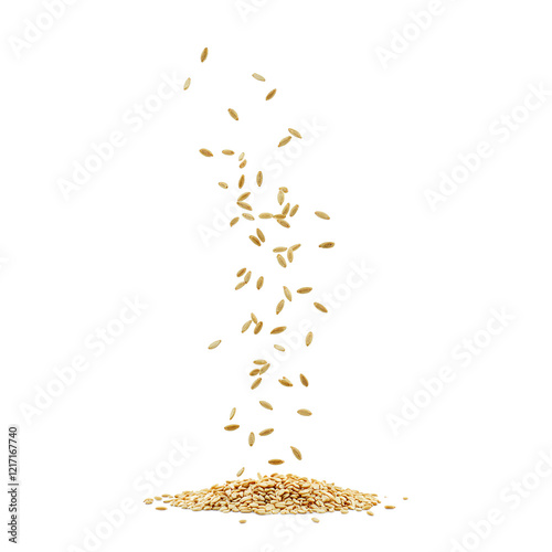 Wallpaper Mural Raw sesame seeds falling gracefully on a white surface Torontodigital.ca
