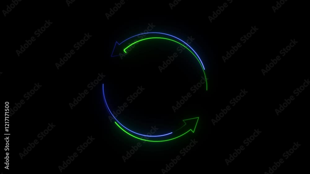 neon line reload icon animation on black background.