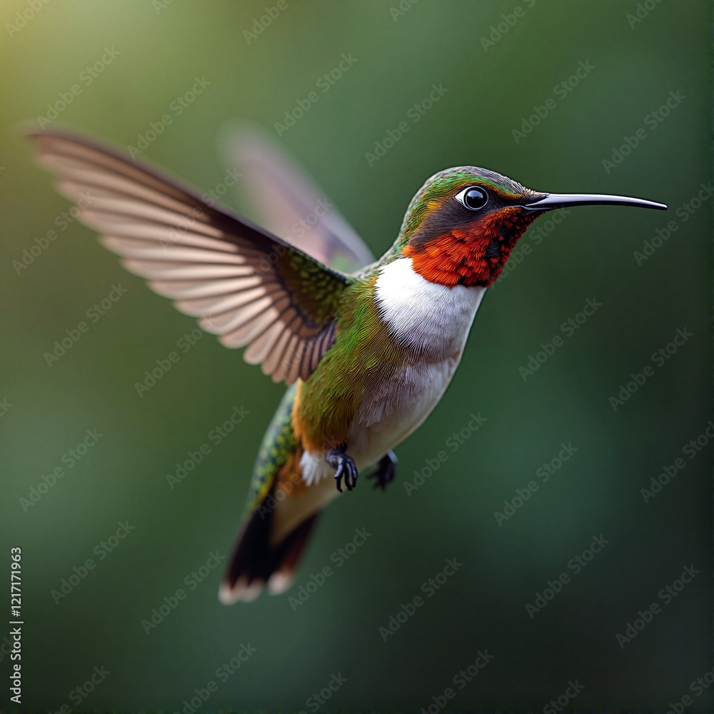 Obraz premium Hummingbird in flight displaying vibrant colors