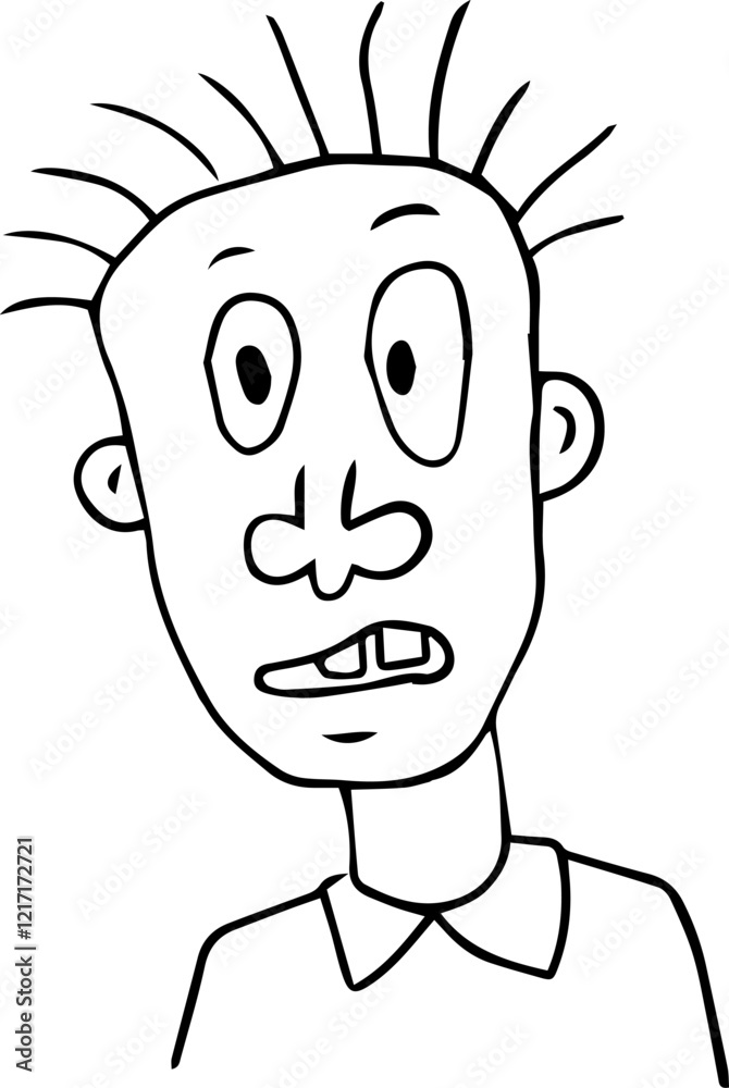 face funny surprised man with sparse hair with big nose and two teeth in mouth face funny surprised man with sparse hair with big nose and two teeth in mouth