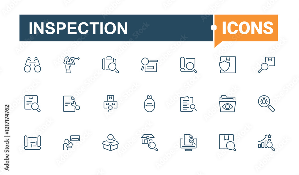 Inspection icon set. Contains related to inspection, survey, on, checkmark, evaluation, exam and more. Isolated icons design. Vector icons editable stroke. Inspection icon set. Contains related to inspection, survey, on, checkmark, evaluation, exam and more. Isolated icons design. Vector icons editable stroke.