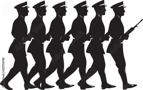 Silhouette of a Republic Day parade with marching soldiers vector silhouette