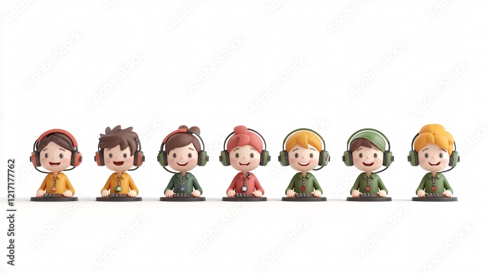 Cute Operator Characters 3D Rendering Illustration Cute Operator Characters 3D Rendering Illustration