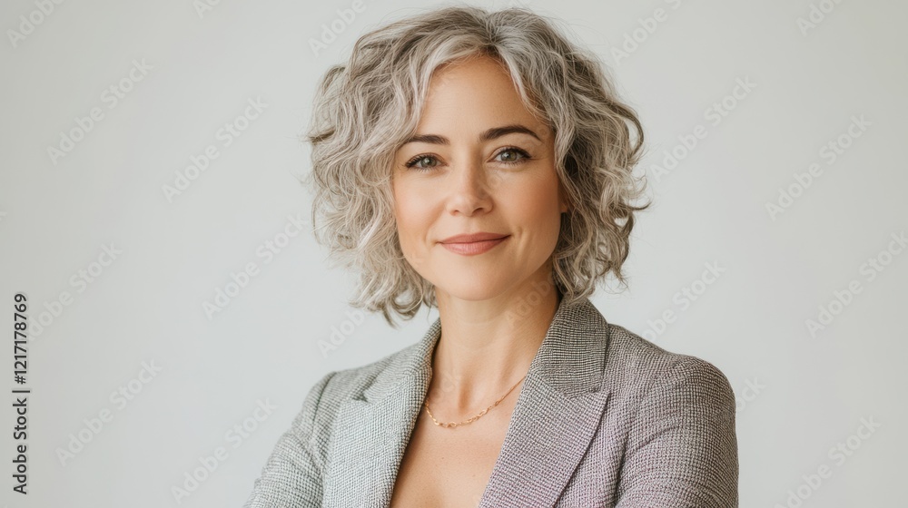 Fototapeta premium Confident Woman with Short Gray Hair