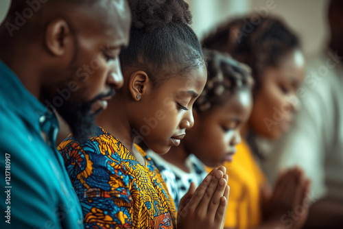 African family praying for god.