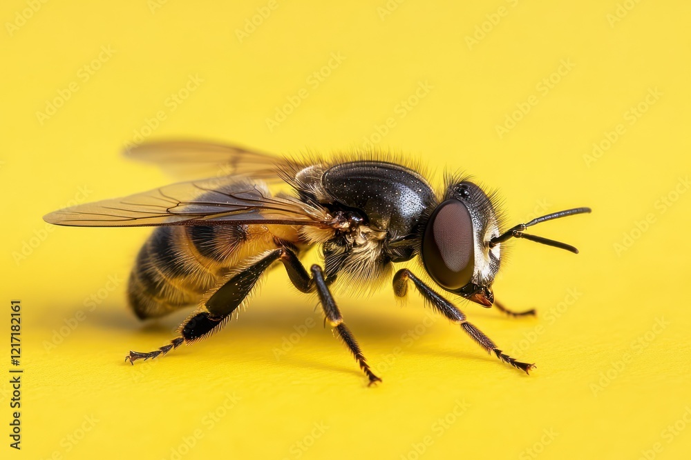 Close-Up of a Bee on Yellow Background Close-Up of a Bee on Yellow Background