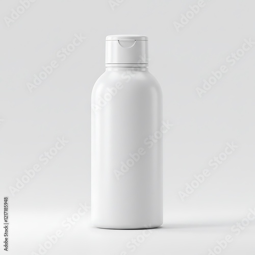 Blank matte cosmetic bottle with flip top cap mockup template for branding, 3d render illustration
