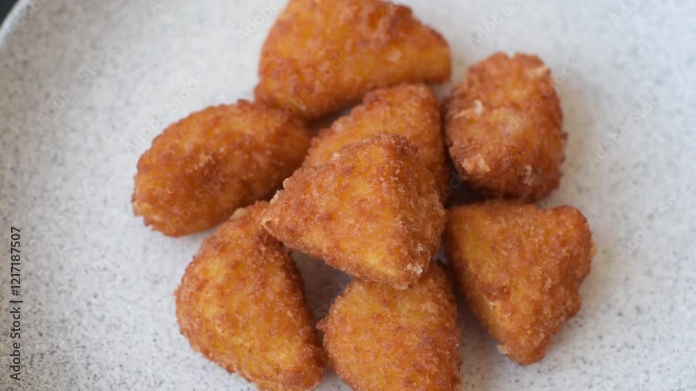 Brie cheese or camembert fries in breading, fast food, takeaway on a dark concrete background Brie cheese or camembert fries in breading, fast food, takeaway on a dark concrete background