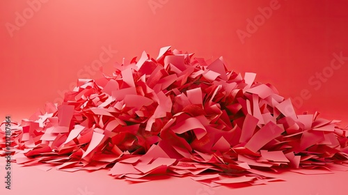 A textured arrangement of wooden blocks in various shades of red, photo