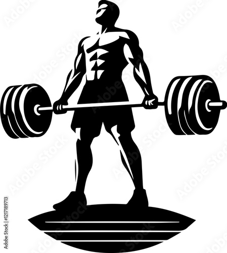 Muscular Bodybuilder and Weightlifting Icon for Fitness and Gym Branding