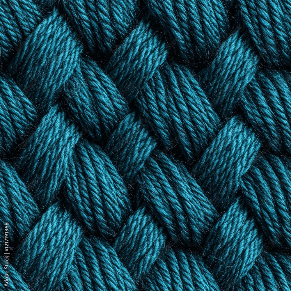 Repeating Weave Pattern on Teal Knit Fabric