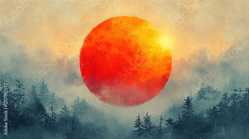 sunset in the mountains painting