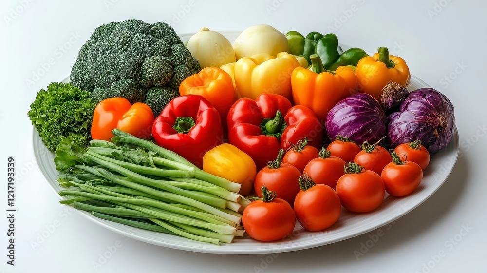 Vibrant Assortment of Fresh Vegetables on a White Plate Vibrant Assortment of Fresh Vegetables on a White Plate