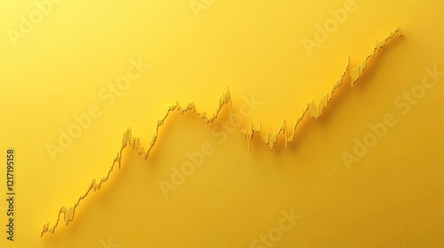 Abstract golden growth chart on yellow background.