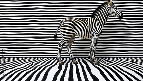 Abstract Style: “ Abstract image of a zebra with bright colors and geometric shapes, accentuating its black and white stripes.”